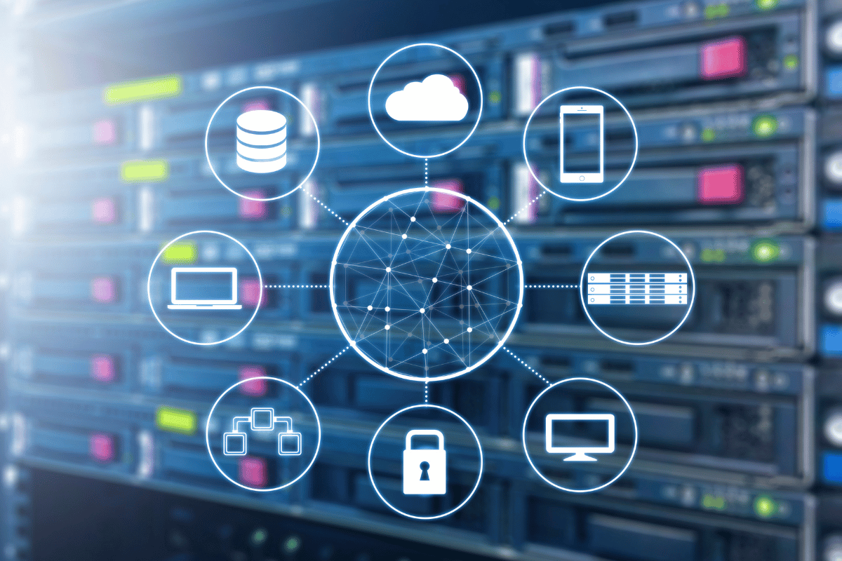 Premium dark workspace showing secure cloud platform and private storage infrastructure